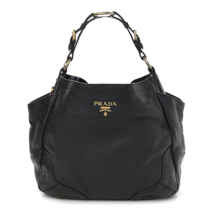 Prada Vitello Daino Side Pocket Hobo Black 1 of 10