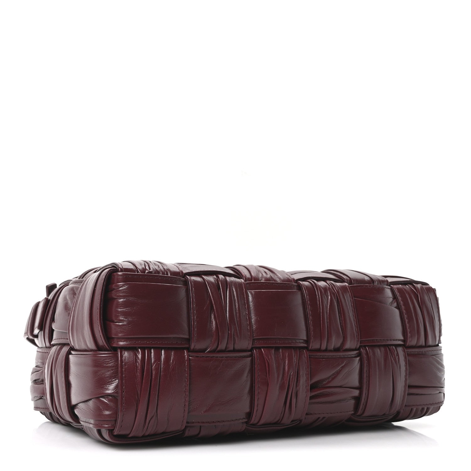 Bottega Veneta Paper Calfskin Intreccio Plisse Cassette Camera Bag Barolo 4 of 9