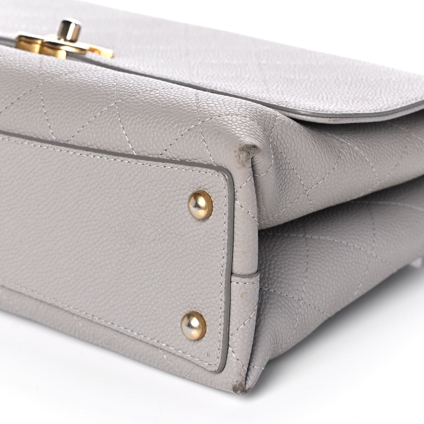 Grained Calfskin Stitched Flap Grey