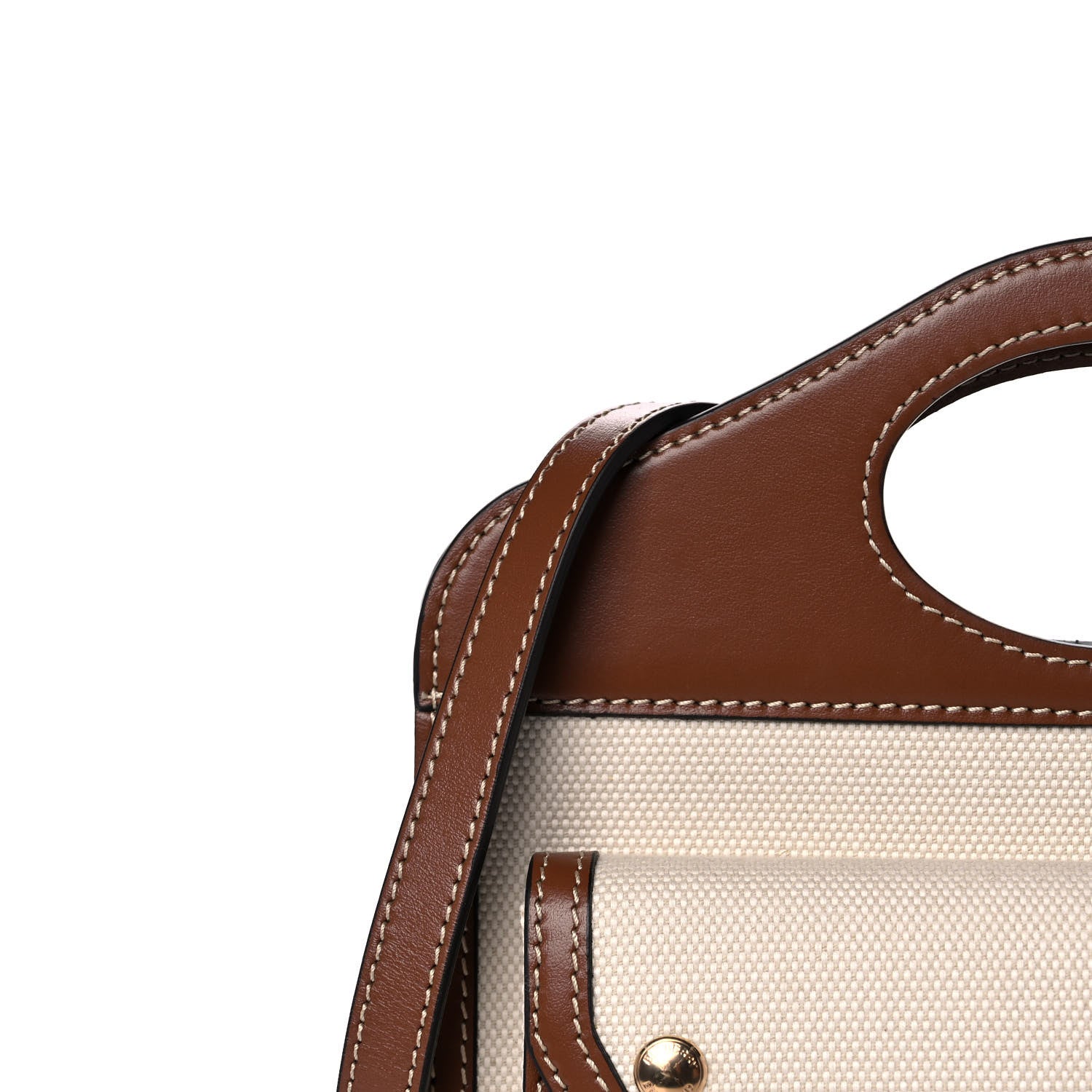 Burberry Canvas Smooth Calfskin Two Tone Mini Pocket Bag Natural Malt Brown 9 of 11