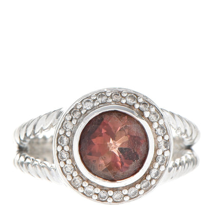 David Yurman Sterling Silver Diamond Pink Tourmaline 8mm Petite Cerise Ring 56 7.5 1 of 4