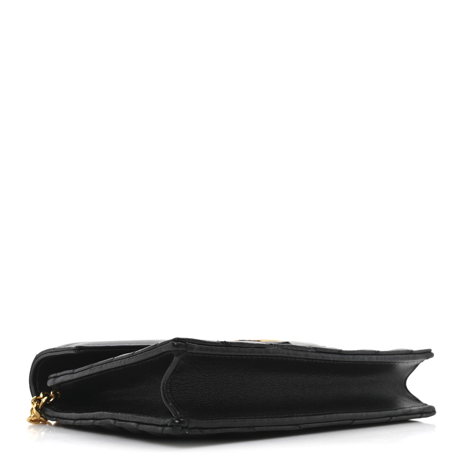 Saint Laurent Calfskin Matelasse Chevron Monogram Envelope Chain Wallet Black 4 of 10