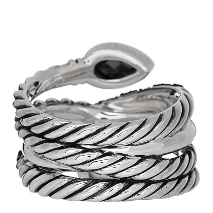 David Yurman Sterling Silver Diamond Hematite Mother of Pearl Doublet Grisaille Crossover Ring 57 8 3 of 4