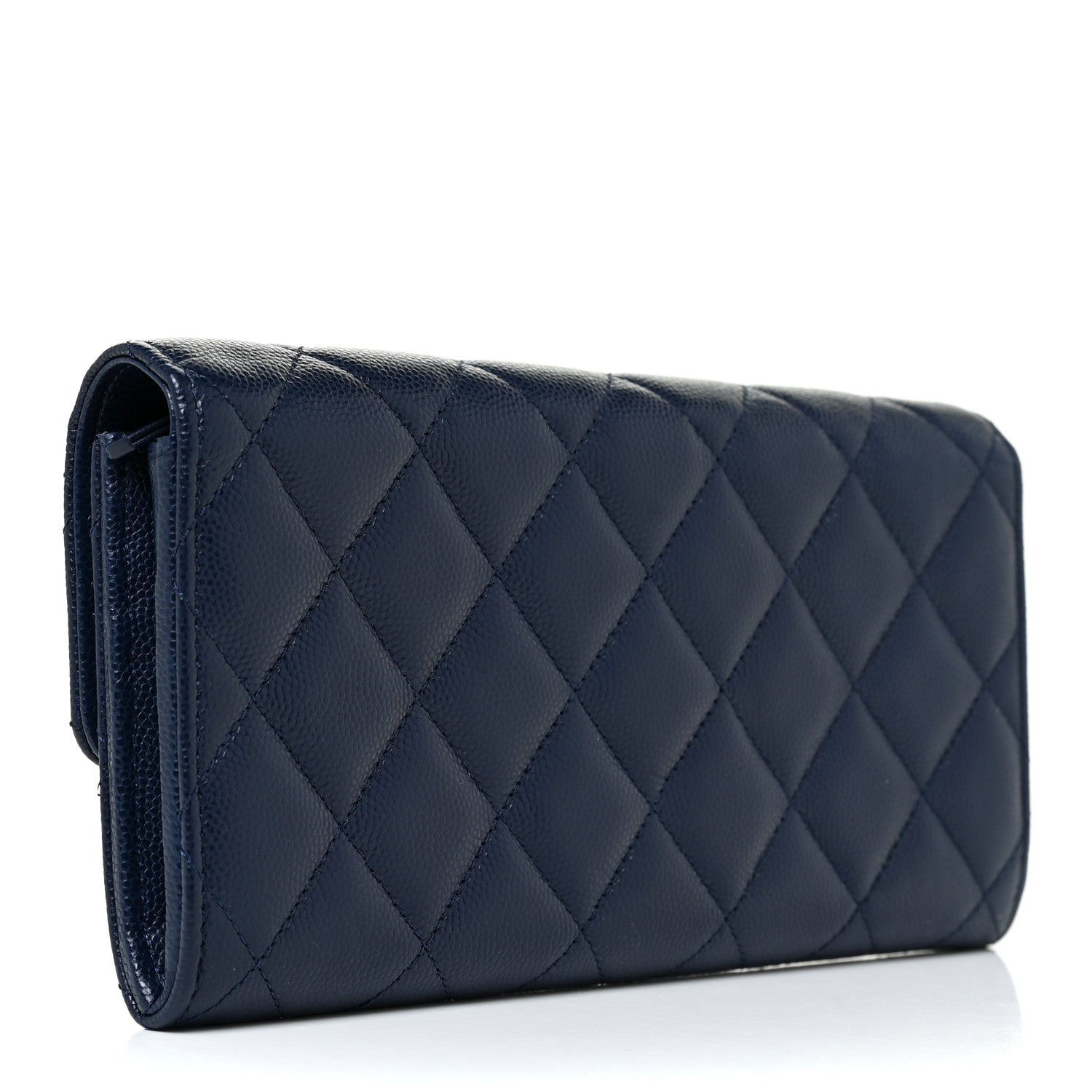 Chanel Caviar Quilted Crystal Long Flap Wallet Navy Blue 3 of 13