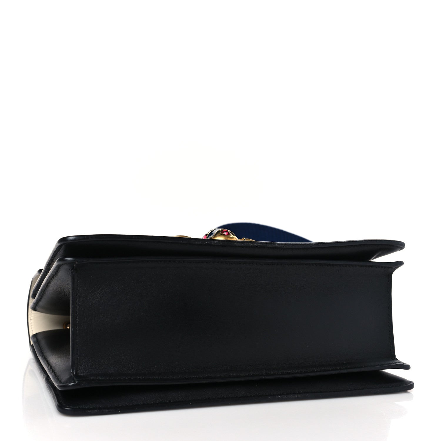 Gucci Calfskin Sylvie Web Small Queen Margaret Top Handle Bag Black White 4 of 9