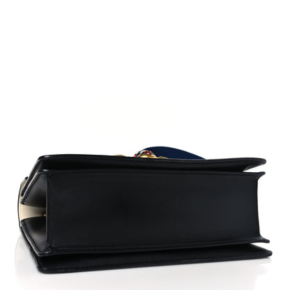Gucci Calfskin Sylvie Web Small Queen Margaret Top Handle Bag Black White 4 of 9