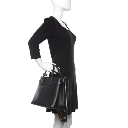 Burberry Grainy Calfskin House Check Medium Banner Tote Black 3 of 12