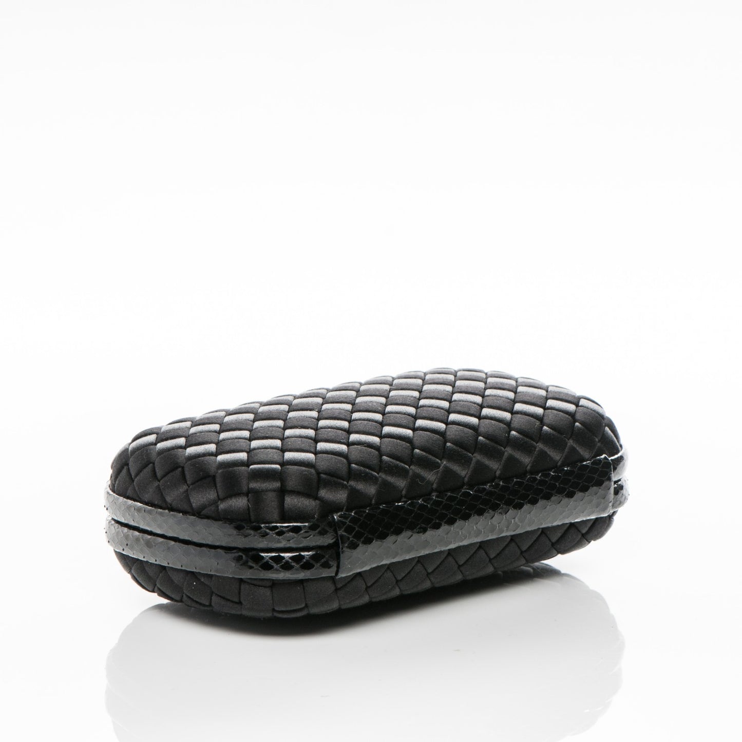 Satin Intreccio Impero Ayers Knot Clutch Black
