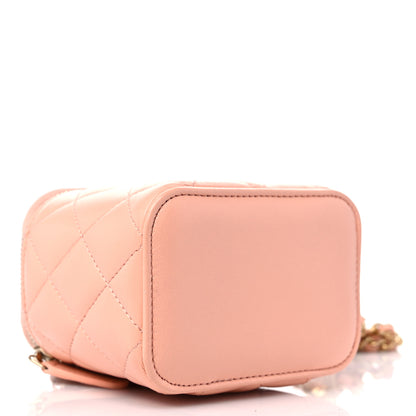 Chanel Lambskin Quilted Pearl Crush Mini Vanity Case With Chain Light Beige 4 of 9
