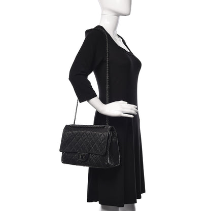 Chanel Glazed Aged Calfskin Quilted 2.55 Reissue 227 Flap Black 2 of 11