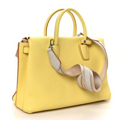 MCM Grained Calfskin Medium Milla Tote Custard Yellow 3 of 9
