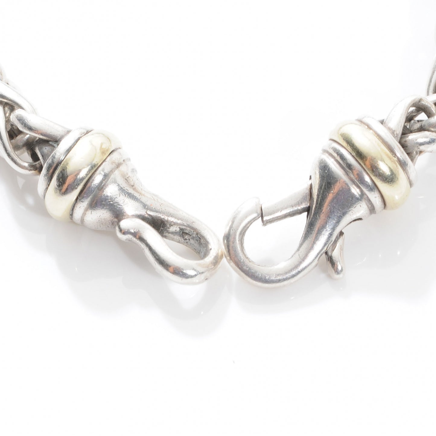 Sterling Silver and 14k Braided Hook Bracelet