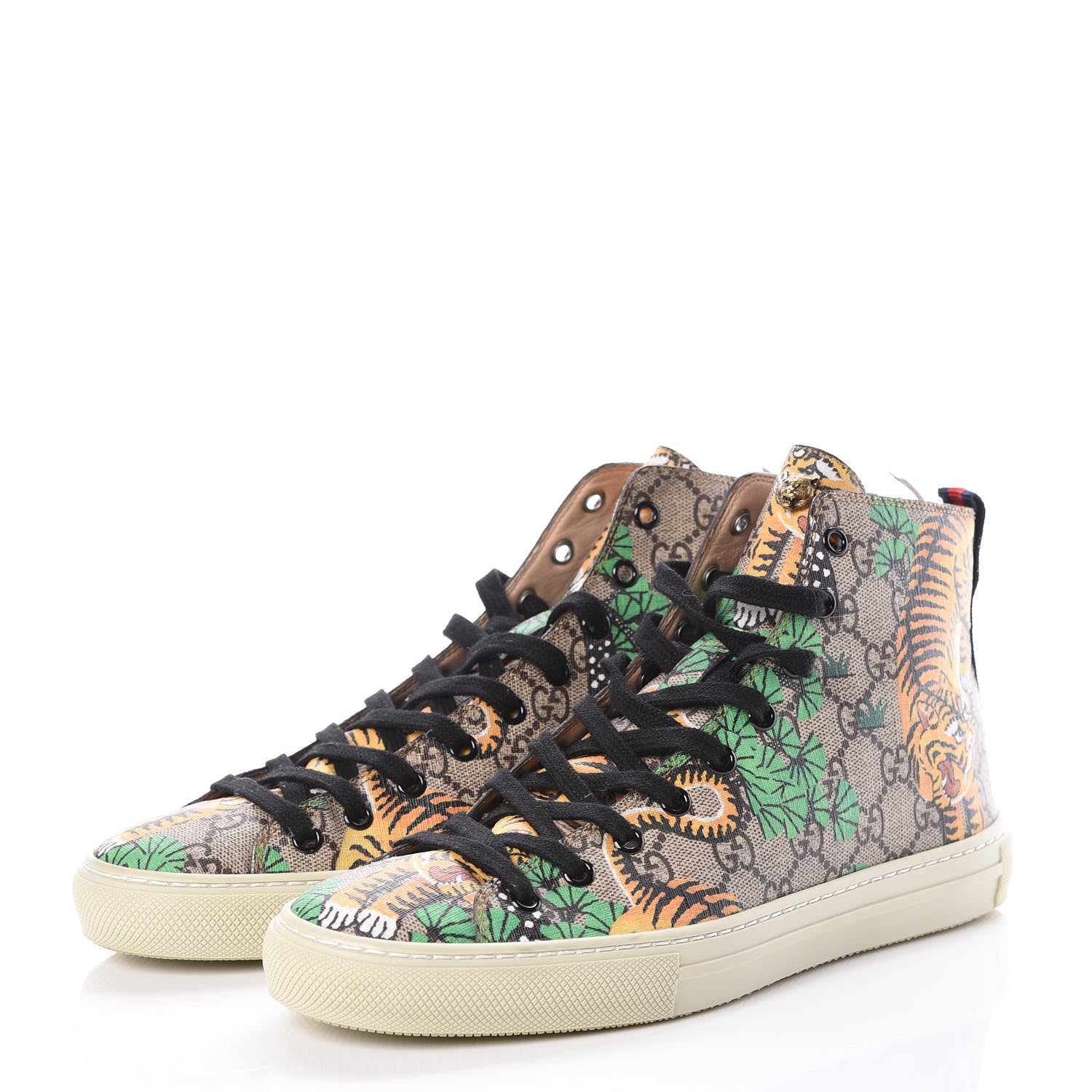 Gucci GG Supreme Monogram Bengal Mens High Top Sneakers 6 Beige Yard 3 of 7