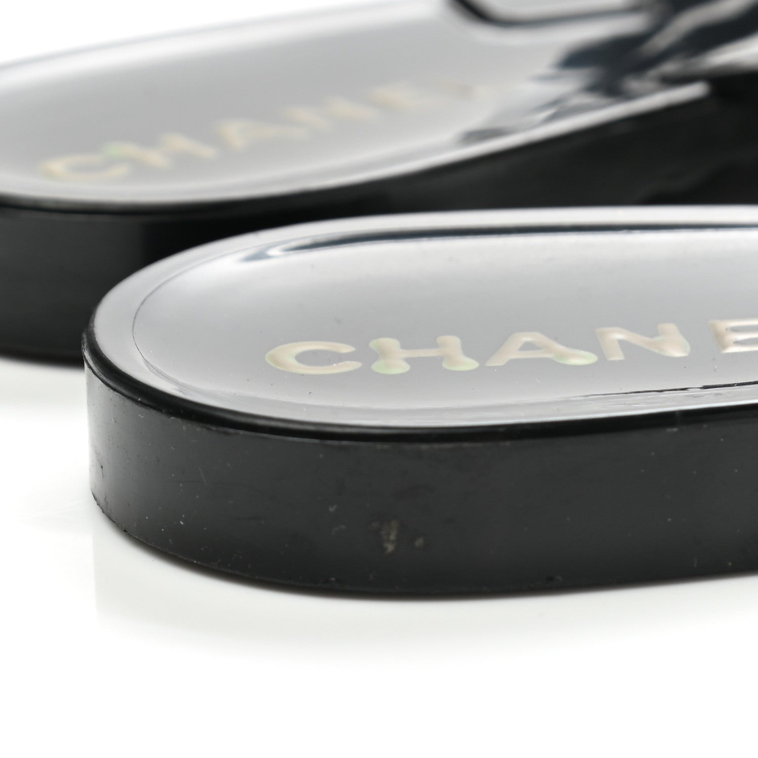 Chanel Jelly Camellia Thong Sandals 37 Black Ivory 8 of 9