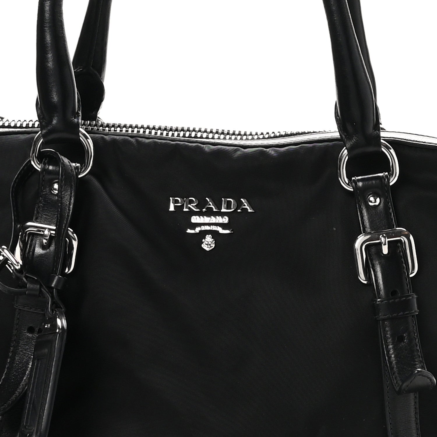 Prada Tessuto Nylon Calfskin Dome Satchel Black 7 of 11