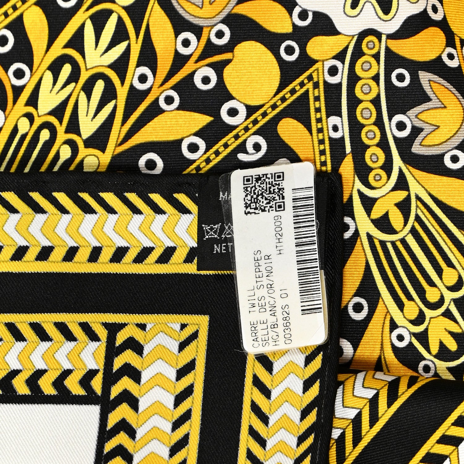 Hermes Silk Selle Des Steppes Scarf 90 White Or Black 5 of 5