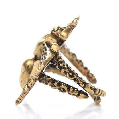 Gucci Metal Enamel Bee Ring 7.5 Aged Gold 3 of 5