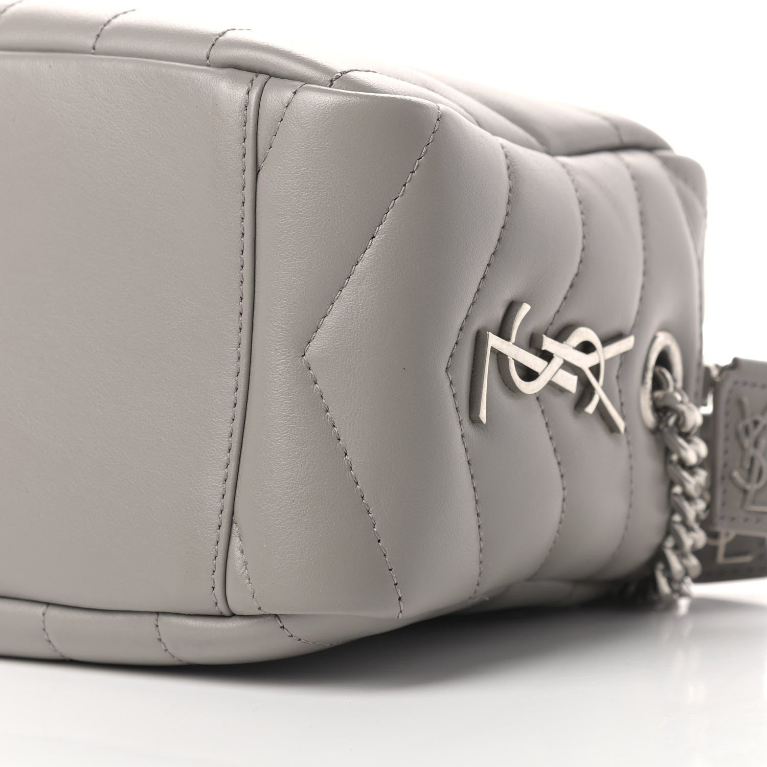 Saint Laurent Calfskin Y Quilted Monogram Small Loulou Bowling Bag Light Gray 10 of 10