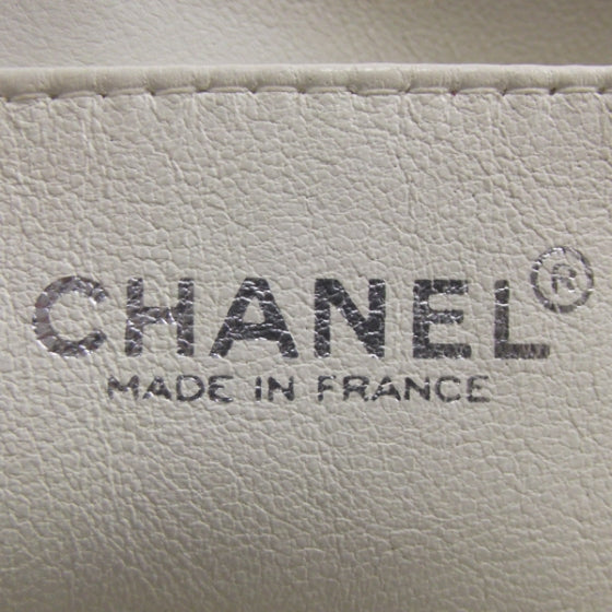 Lambskin Contrast Stitch Medium Flap White