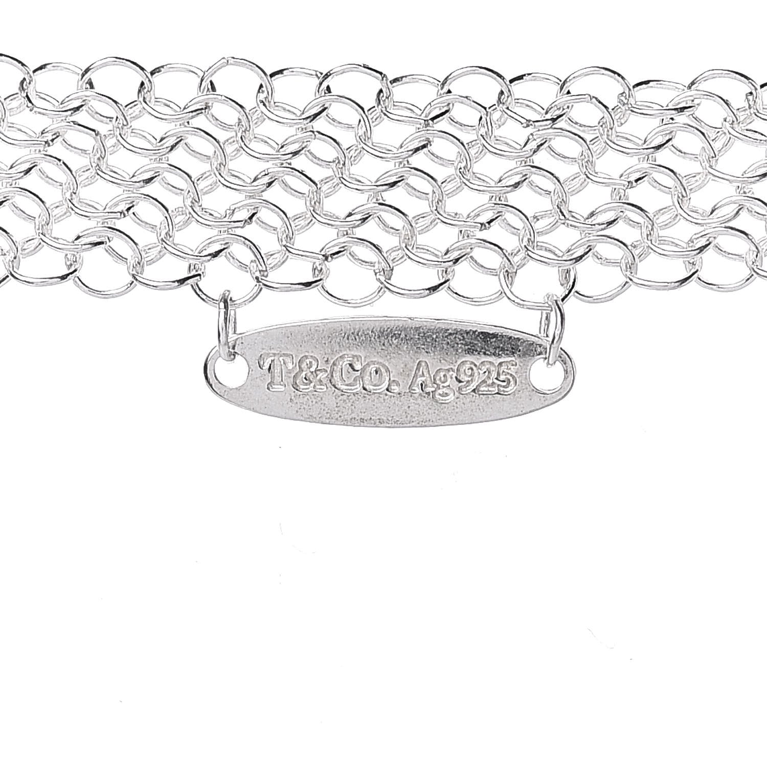 Tiffany Sterling Silver 36mm Elsa Perretti Open Heart Mesh Necklace 7 of 8
