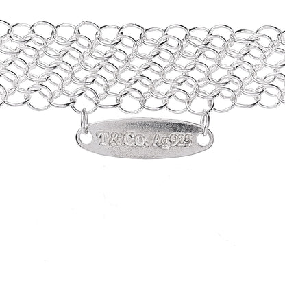 Tiffany Sterling Silver 36mm Elsa Perretti Open Heart Mesh Necklace 7 of 8