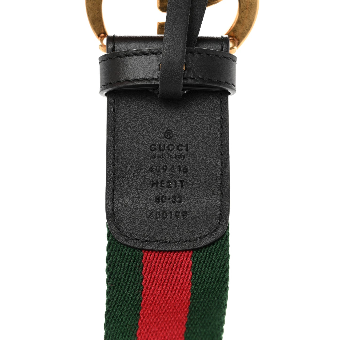 Nylon Calfskin Double G Web 40mm Belt 80 32 Green Red Black