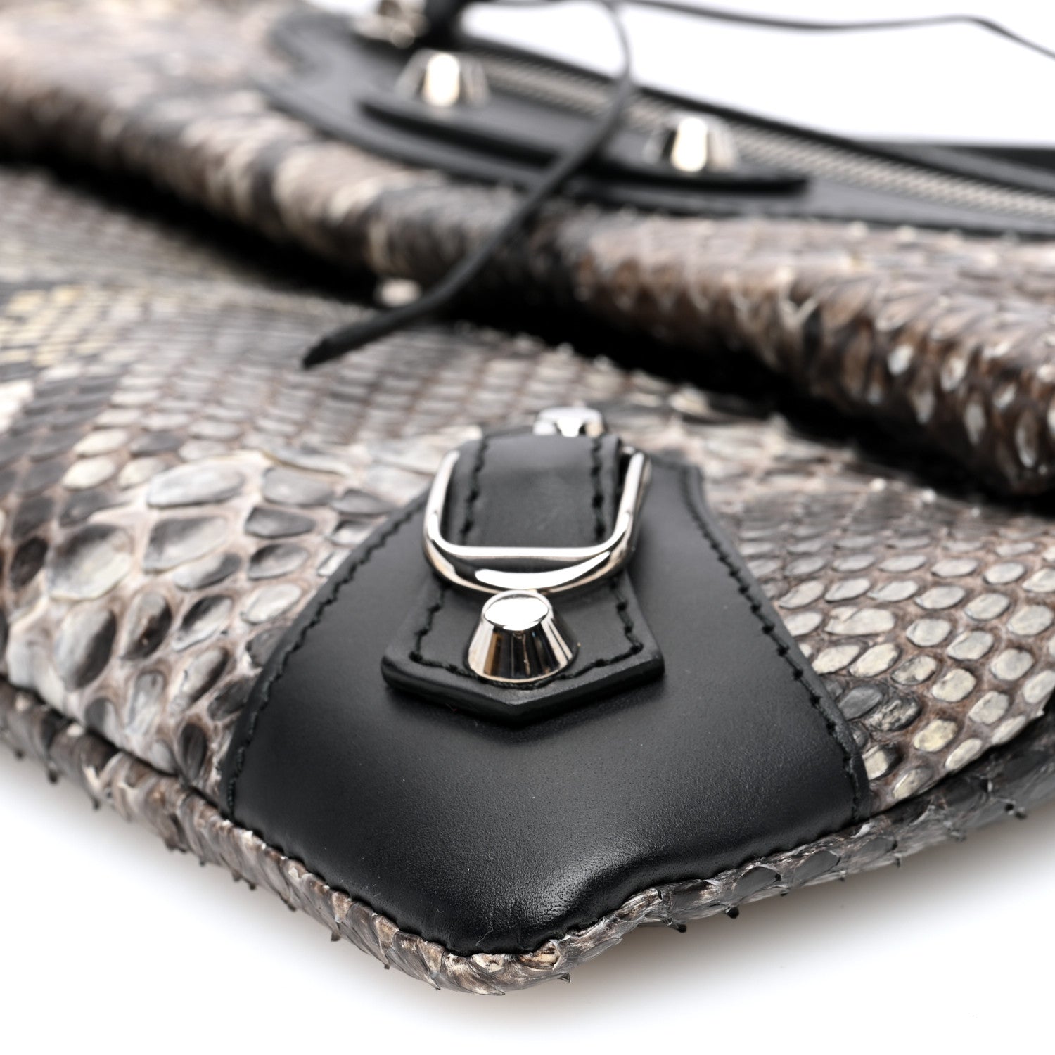 Balenciaga Snakeskin Classic Silver Hardware Envelope Strap Clutch 11 of 11