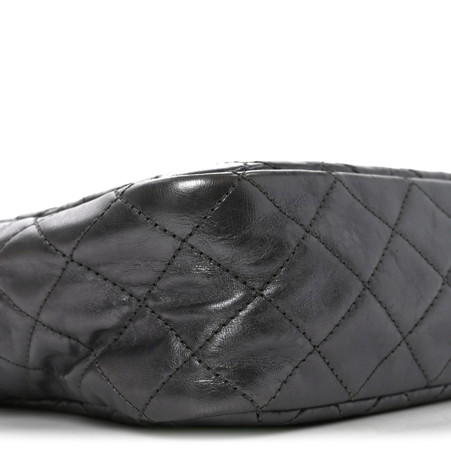 Metallic Aged Calfskin Quilted Medium Reissue Camera Case Dark Silver