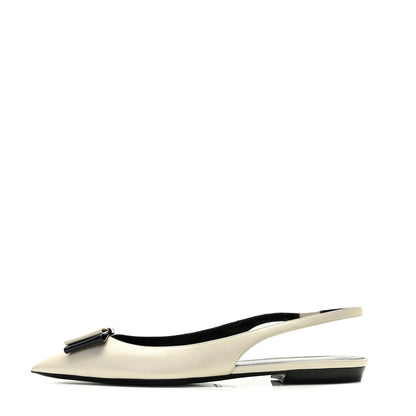 Saint Laurent Patent Smooth Lambskin Anais Slingback Flats 39.5 Navy Pearl 1 of 11