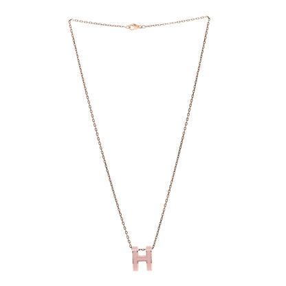 Hermes Lacquered Rose Gold Pop H Pendant Necklace Rose Dragee 2 of 4