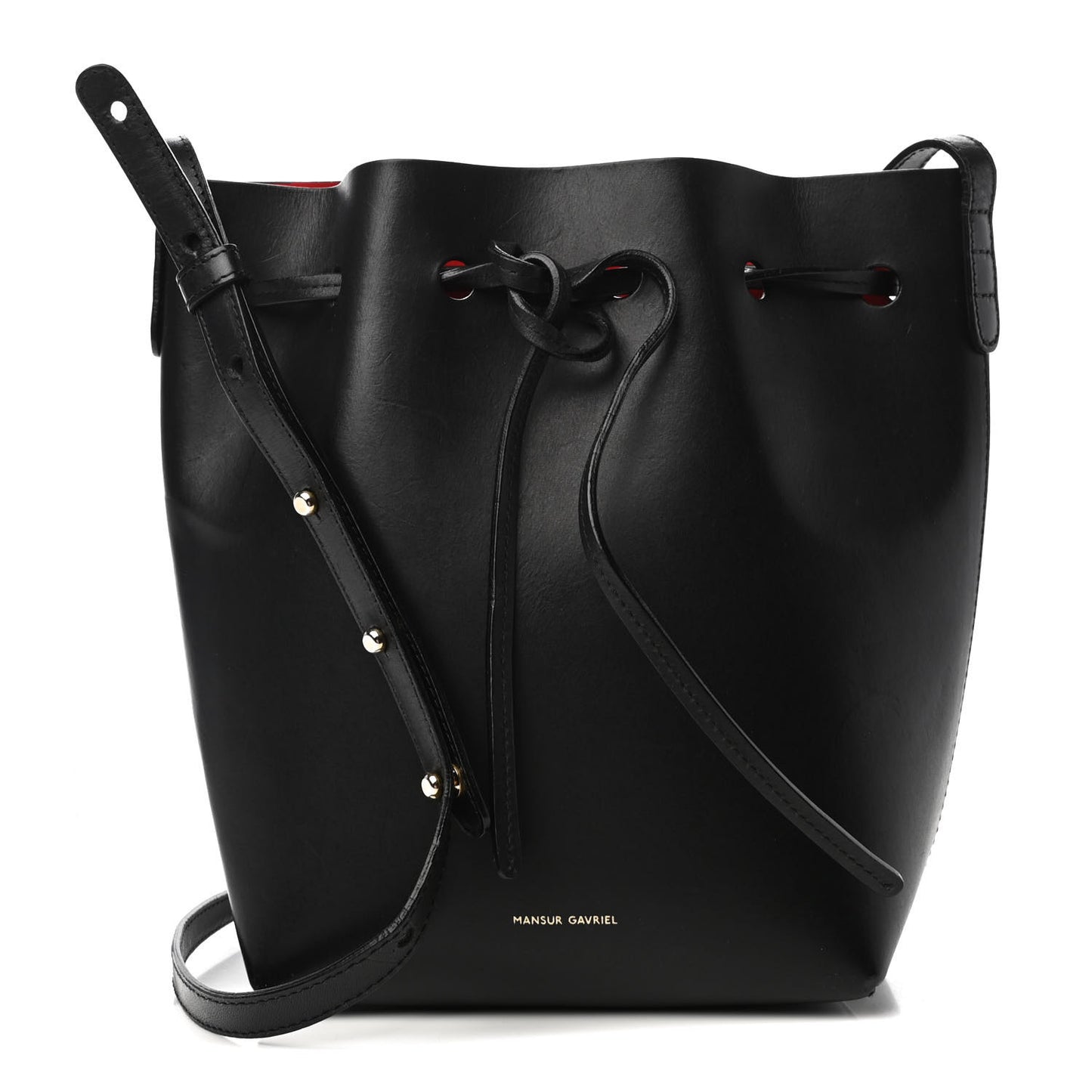 Vegetable Tanned Calfskin Mini Bucket Bag Black Flamma