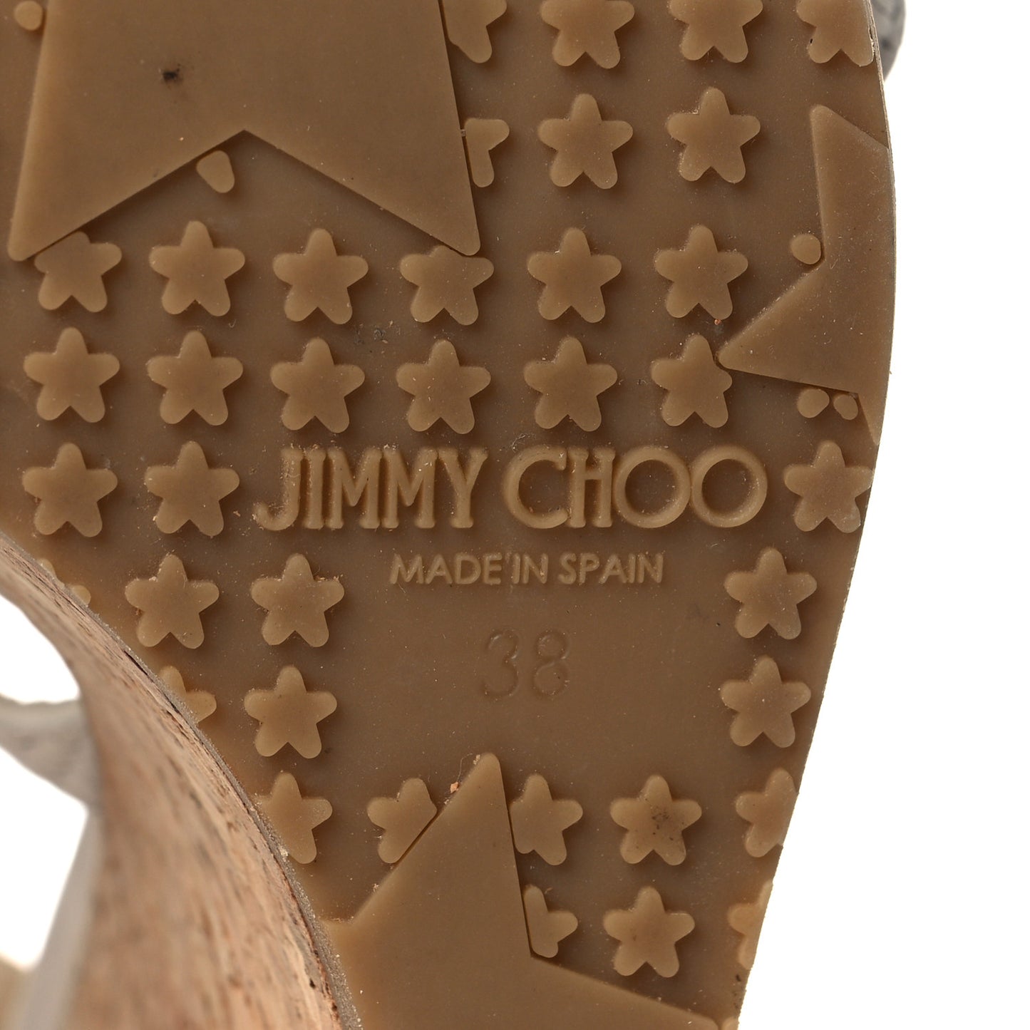 Nubuck Embossed Cork Portia 120 Wedge Sandals 38 Latte