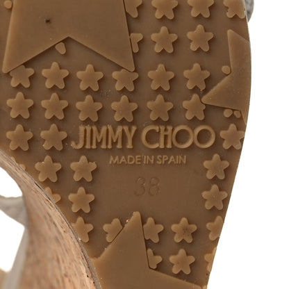 Jimmy Choo Nubuck Embossed Cork Portia 120 Wedge Sandals 38 Latte 7 of 11