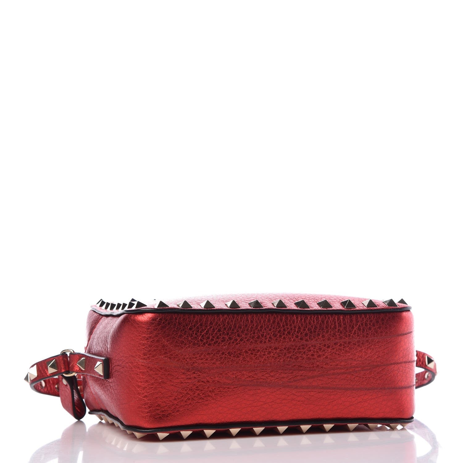 Valentino Garavani Metallic Pebbled Calfskin Rockstud Camera Crossbody Bag Rosso Valentino 4 of 10
