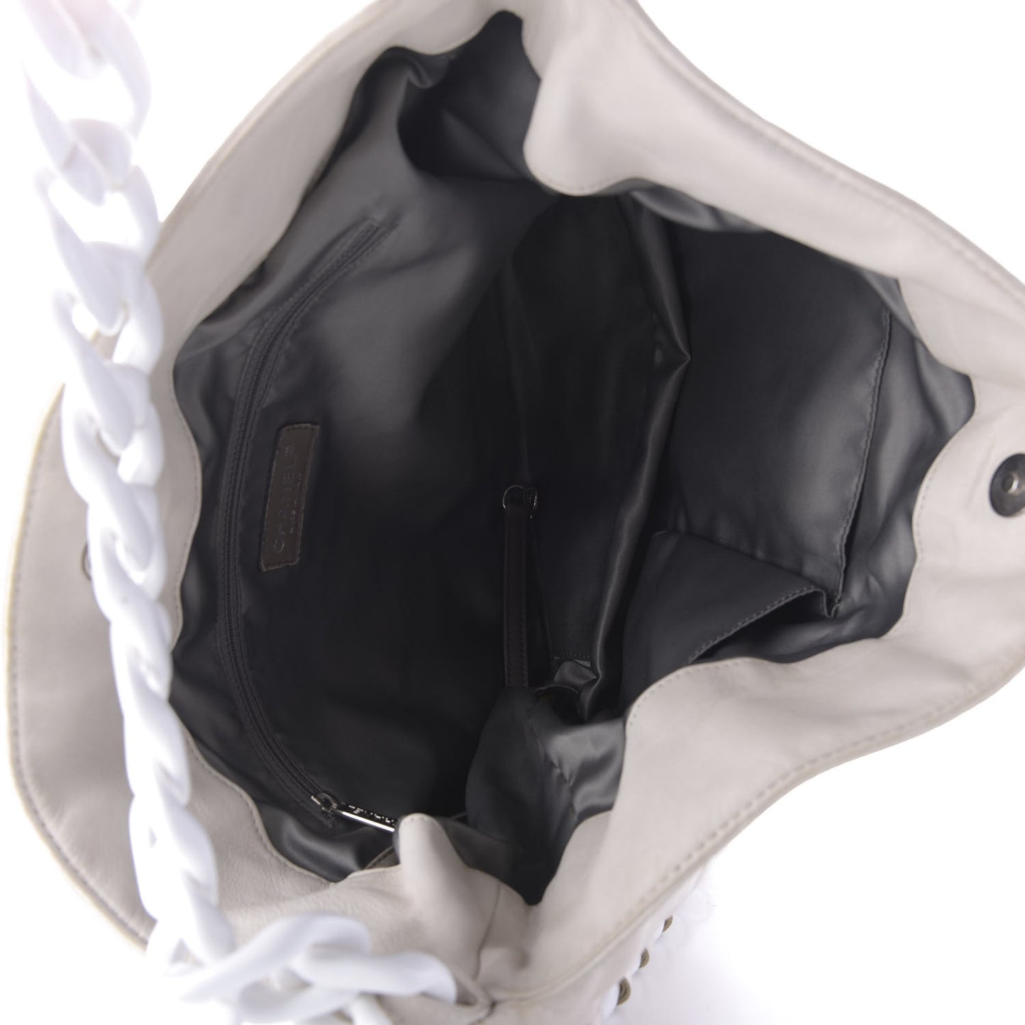 Calfskin Modern Chain Rhodoid Hobo White