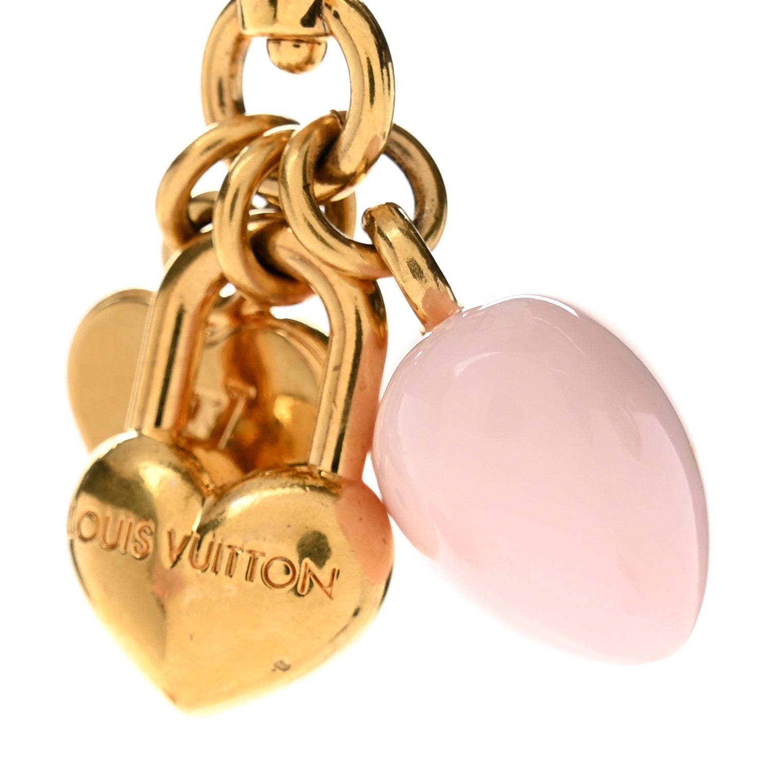 Louis Vuitton Micro Charms LV Heart Bag Charm Key Holder Gold 3 of 4
