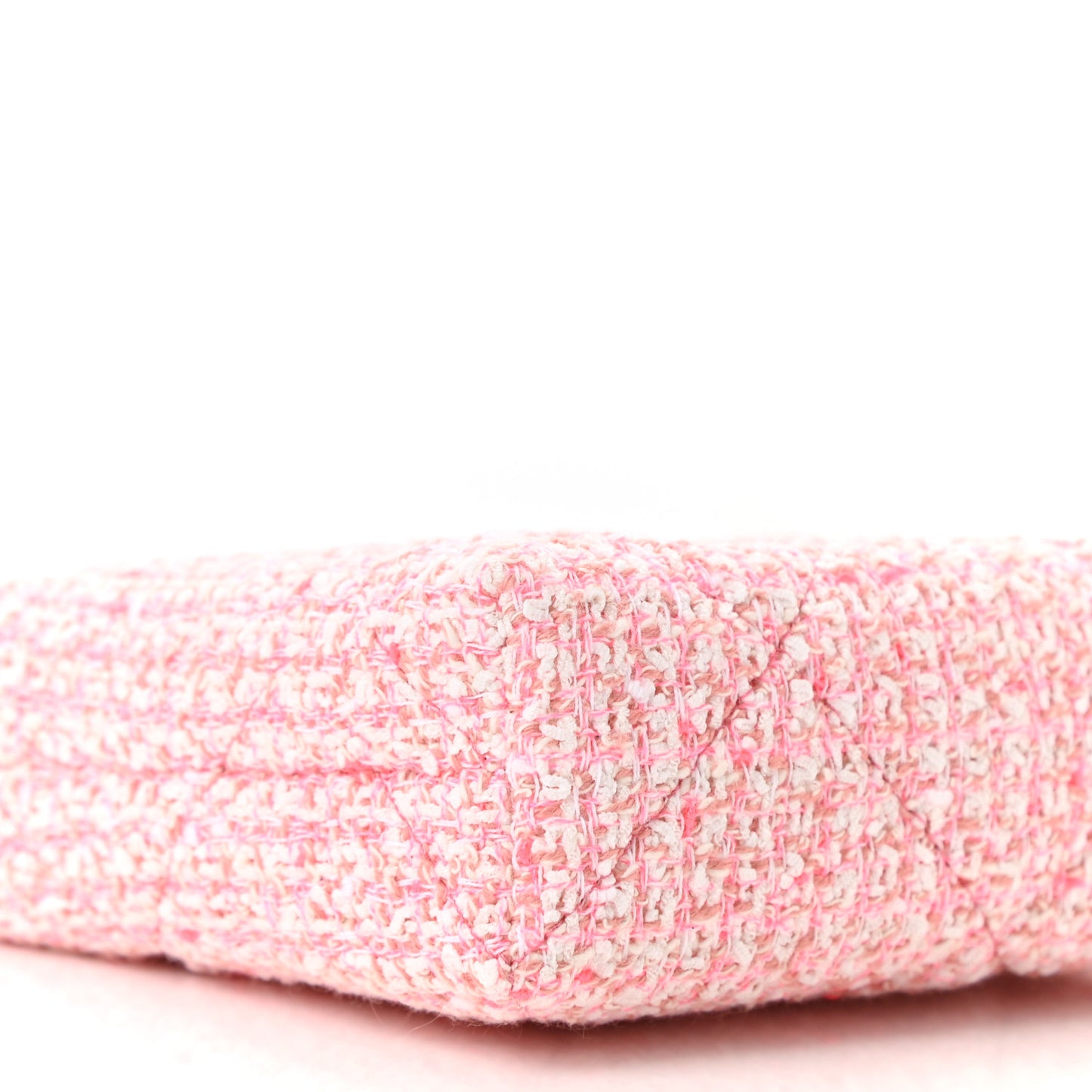 Tweed Kiss Lock Phone Holder With Chain Pale Pink Ecru
