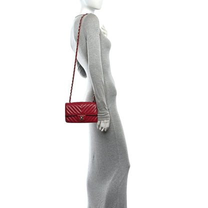 Chanel Caviar Chevron Quilted Mini Rectangular Flap Dark Red 2 of 11