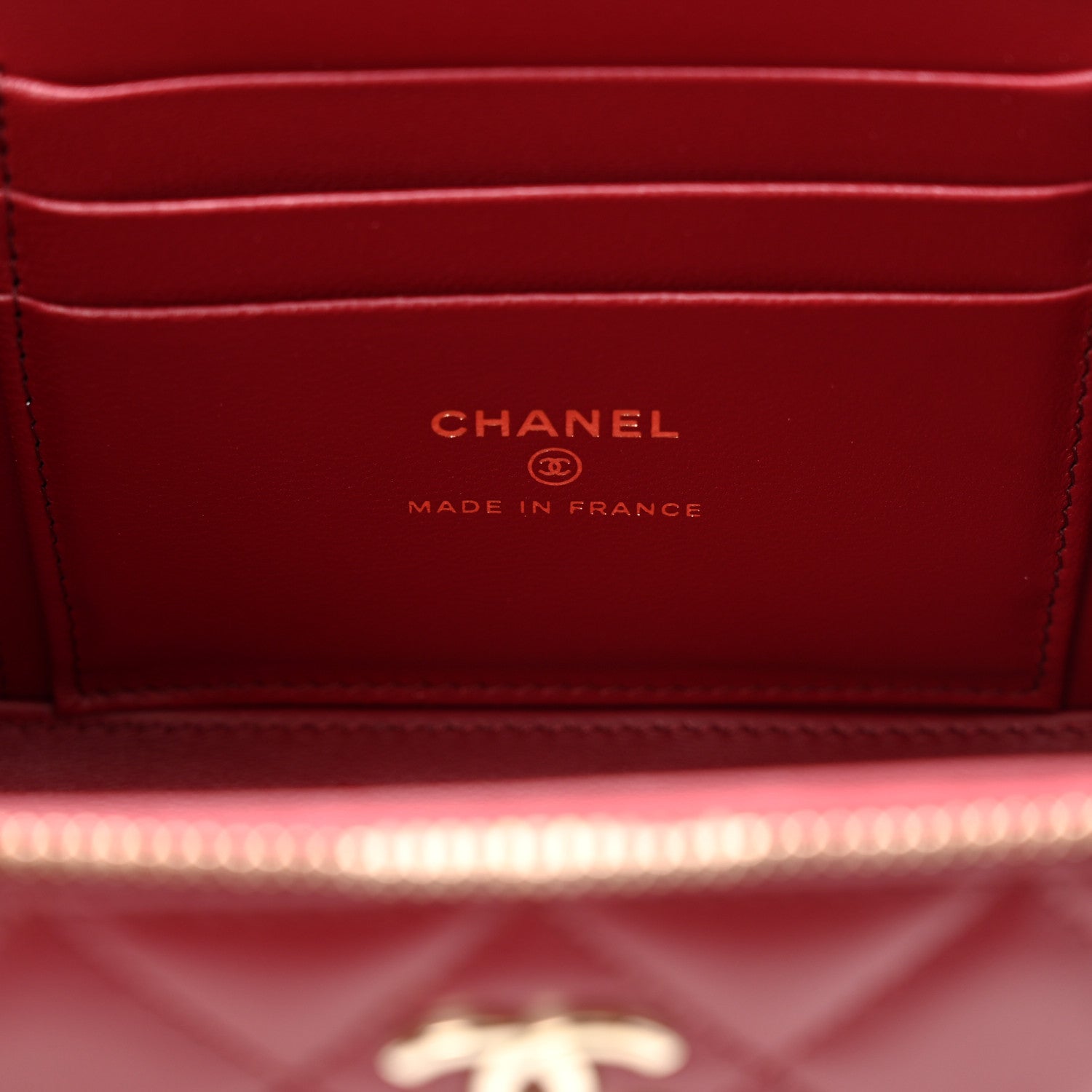 Chanel Lambskin Quilted Small Top Handle Vanity Case With Chain Burgundy 5 of 10