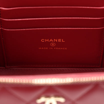 Chanel Lambskin Quilted Small Top Handle Vanity Case With Chain Burgundy 5 of 10