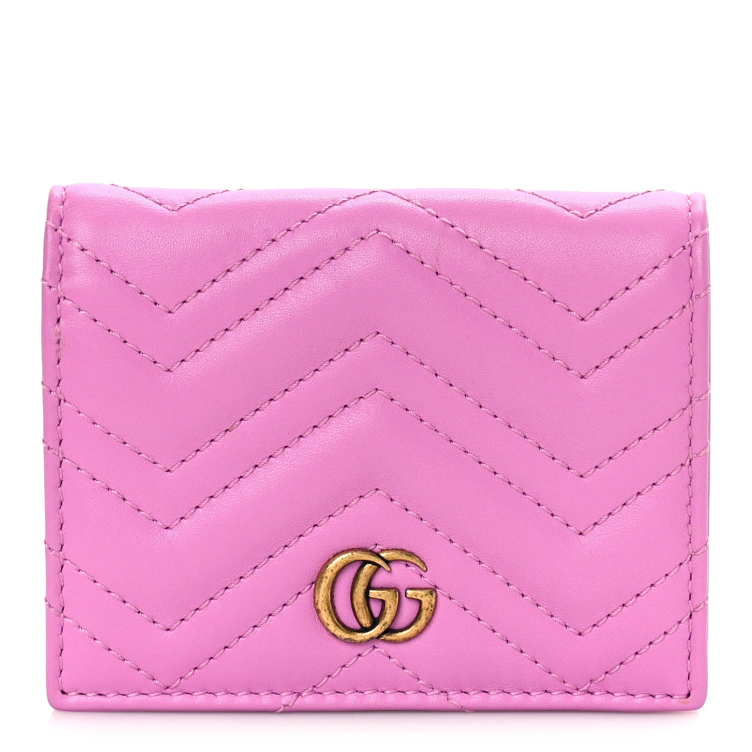 Gucci Calfskin Matelasse GG Marmont Card Case Candy Mousse 1 of 8