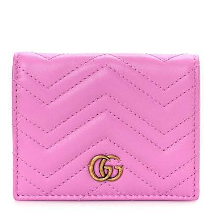 Gucci Calfskin Matelasse GG Marmont Card Case Candy Mousse 1 of 8