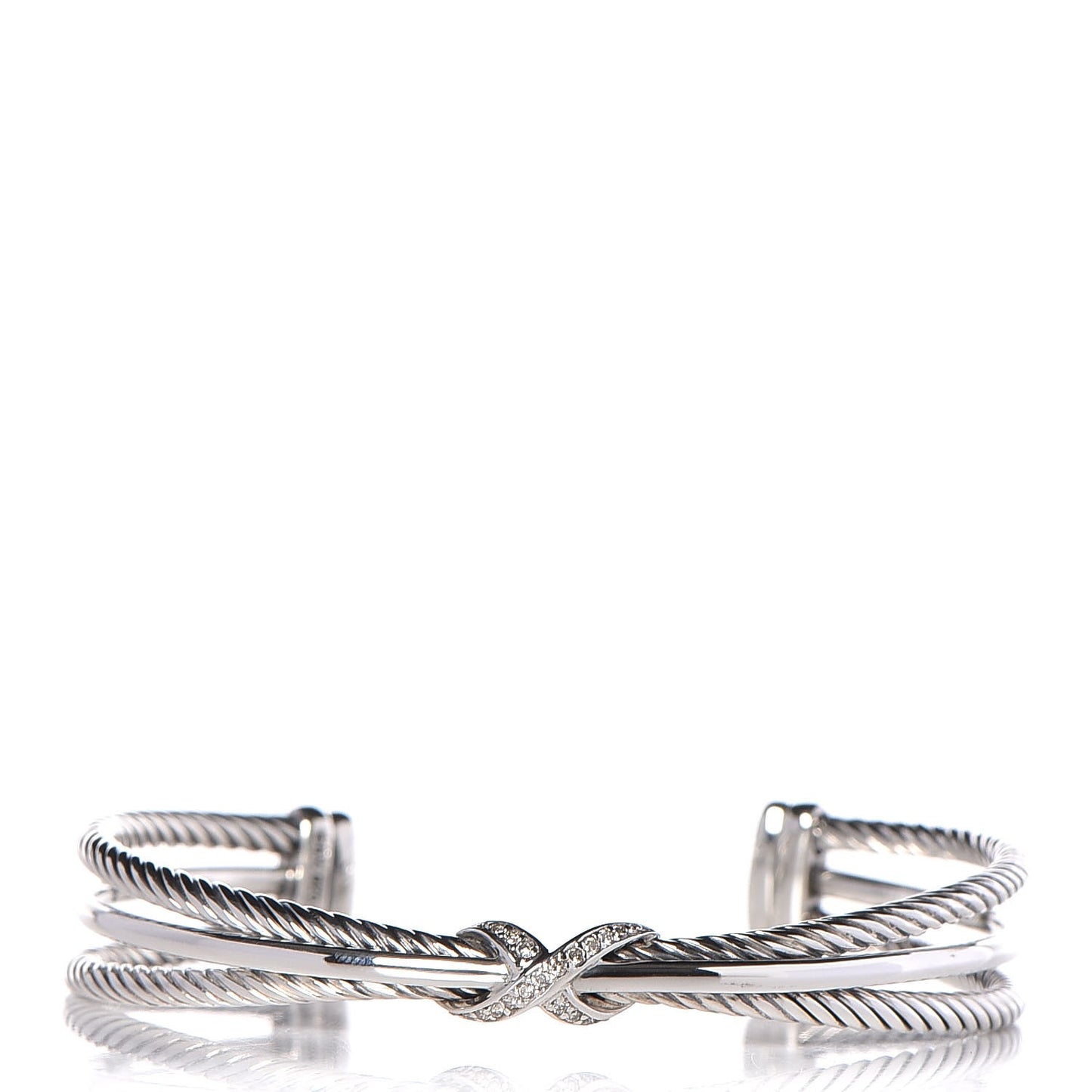 Sterling Silver Diamond 7mm X Crossover Cuff