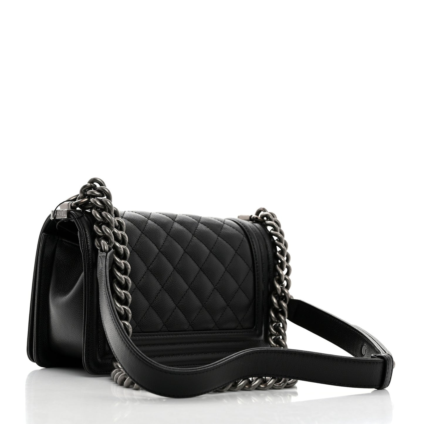 Caviar Quilted Small Boy Flap Black