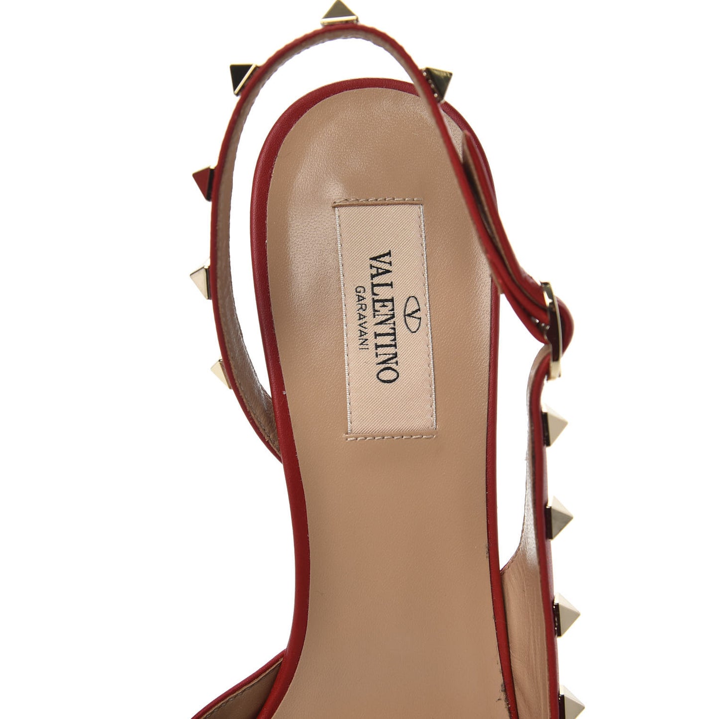 Pebbled Calfskin Rockstud Half D'Orsay Slingback 50mm Pumps 39.5 Rosso Valentino