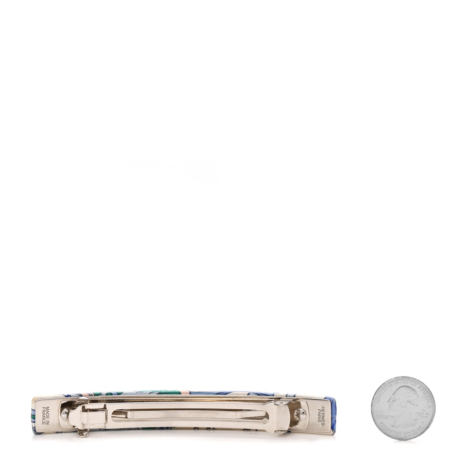 Hermes Silk La Folle Parade Eclipse Hair Clip GM Bleu Jean 2 of 5