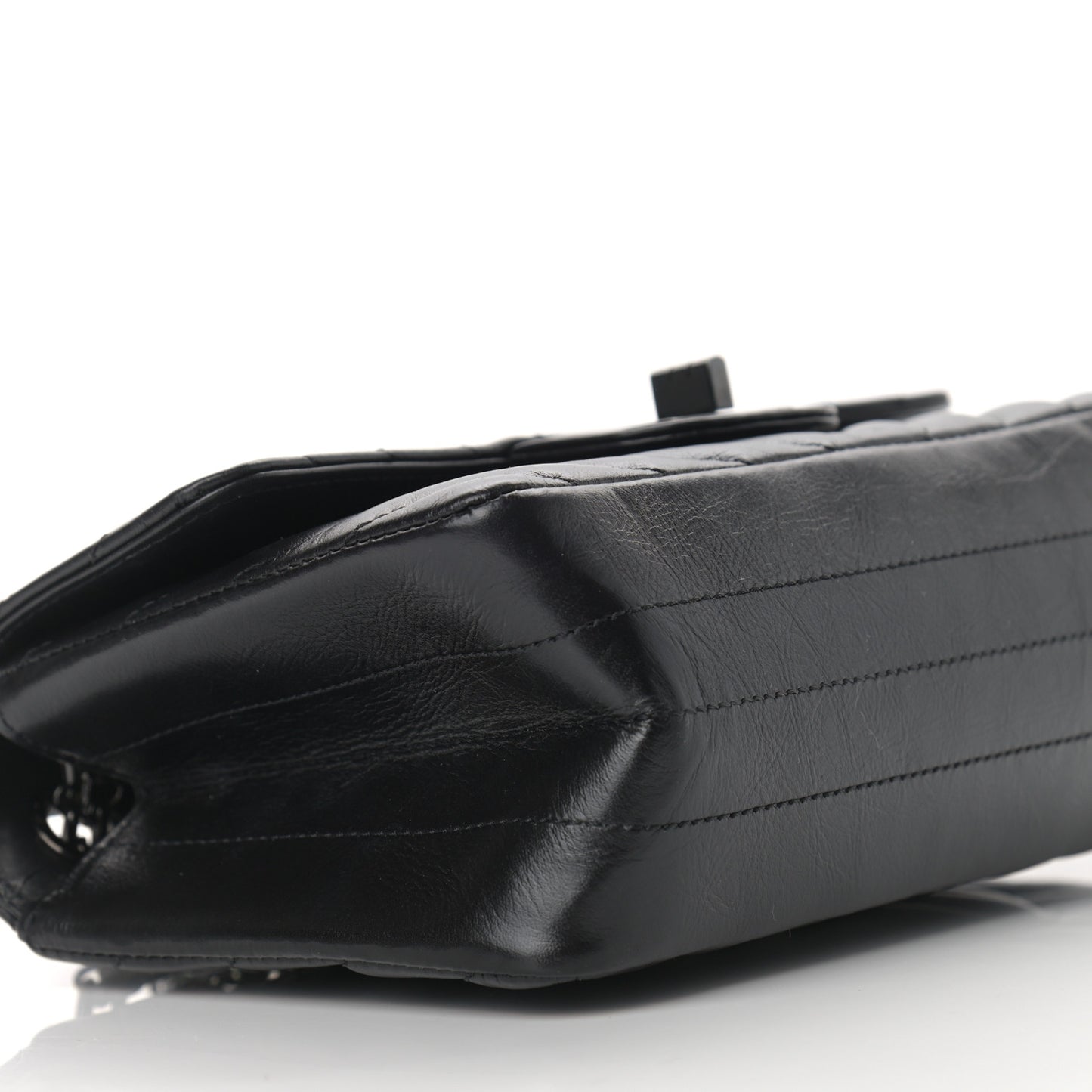 Aged Calfskin Chevron Quilted 2.55 Reissue Mini Flap So Black