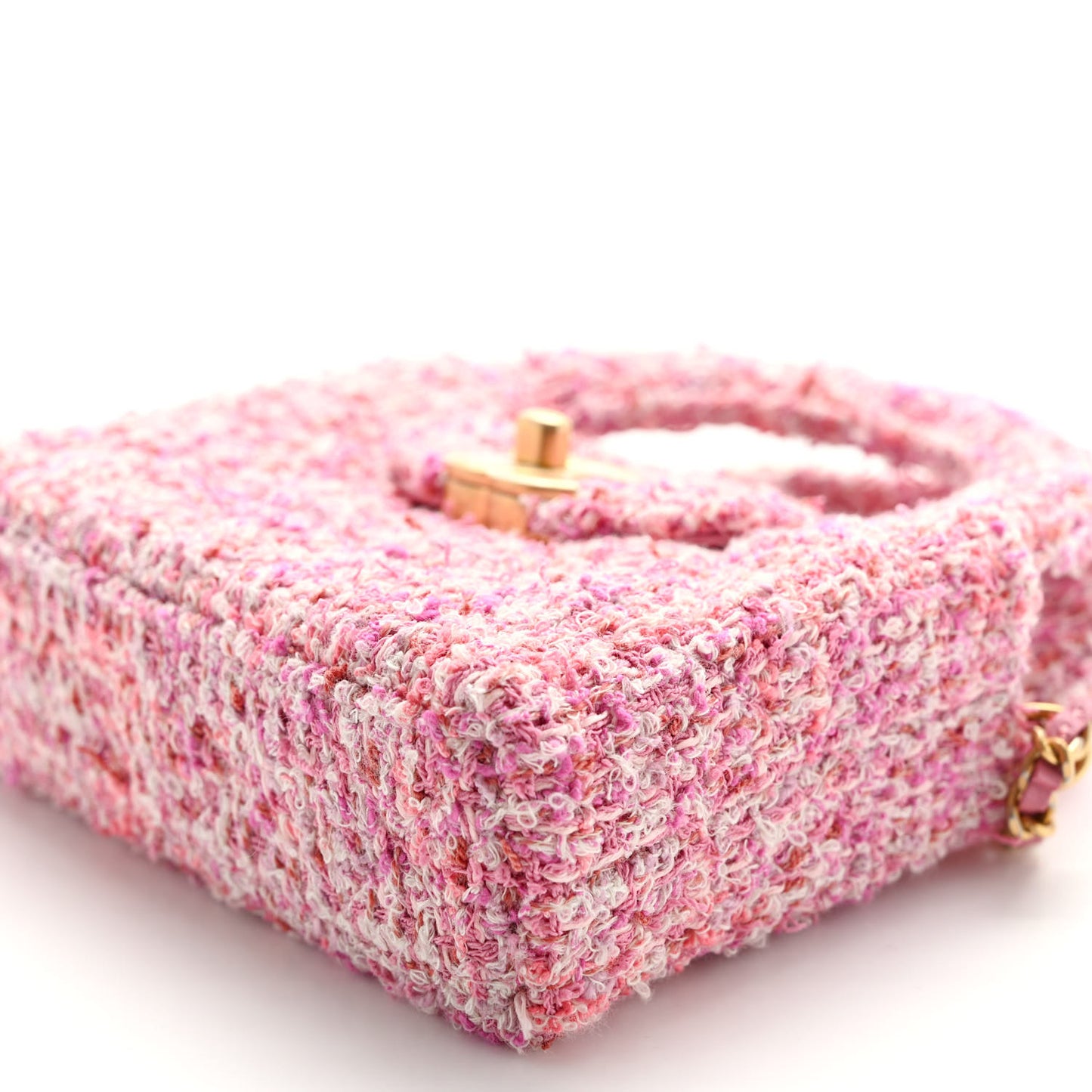 Tweed Quilted Mini Nano Kelly Shopper Pink