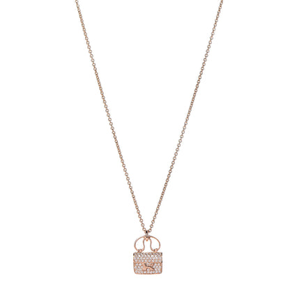 Hermes 18K Rose Gold Diamond Constance Amulette Pendant Necklace 1 of 7