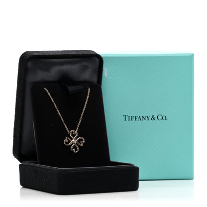 Tiffany 18K Rose Gold Diamond Loving Heart Clover Pendant Necklace 5 of 5
